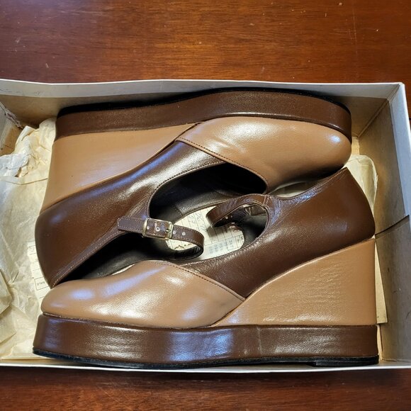 Andrew Pierre Sears Vintage Wedge Shoe Ankle Strap (Fits size 6.5) - Picture 6 of 12